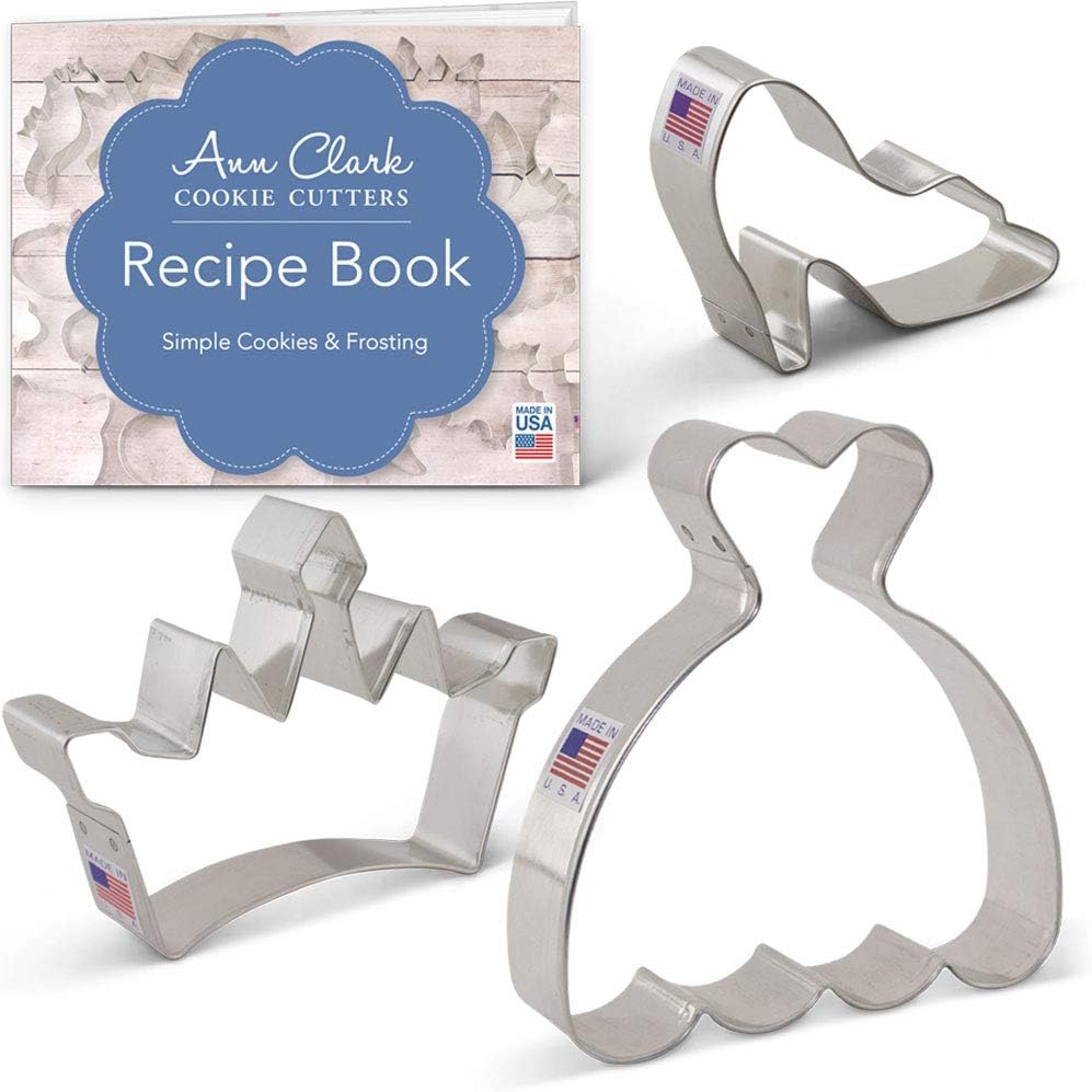 Ann Clark Cookie Cutters 3Piece Princess Cookie Cutter Set with Recipe