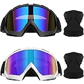 Lievermo Motorcycle Goggles Dirt Bike Goggles 2 Pack ATV Off-Road Riding Motocross Ski Goggles