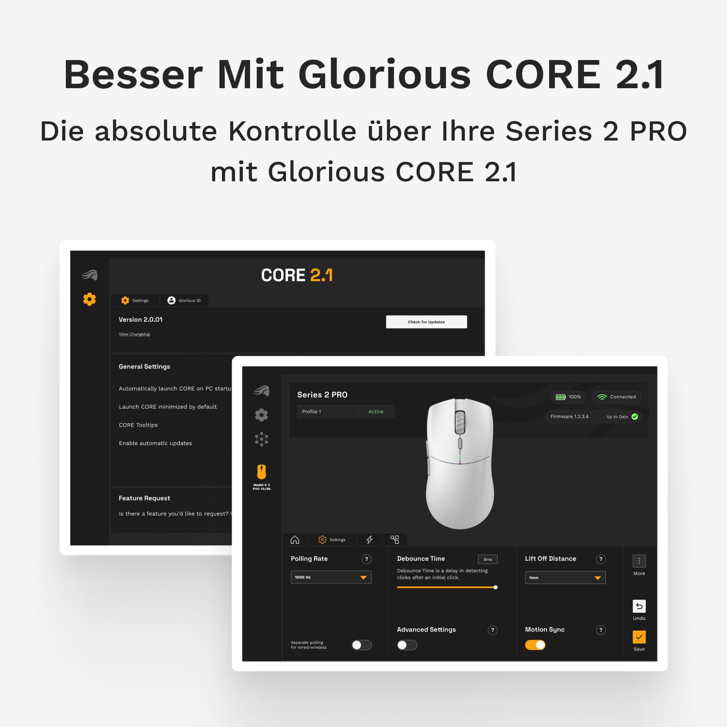 GLORIOUS Series 2 PRO Kabellose Gaming-Maus, 55g, 8K-Abrufrate, in Weiß 7