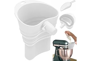 Silicone Flour Funnel for 4.5–7 Qt Tilt Head Stand Mixer, Foldable Flour Funnel Attachment with Scoop, Anti Splash Pouring Ch