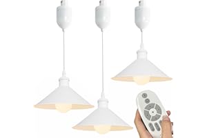 SKIVTGLAMP Adjustable Height H Type Track Lighting Pendants 4 Ft Macaron Style White Iron Dimmable Remote Control with Stepless dimming Auto Retractable Pendant Light Decorate for Kids' Room