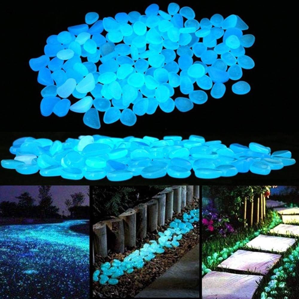 WenErJie Glow in The Dark Rocks, 200PCS Fairy Garden Decorations Stones, Outdoor Decor for Patio Stepping Stone Kit, Pebbles for Plants/Yard/Backyard/Fish Tank/Pool Stuff, Blue : Garden & Outdoor