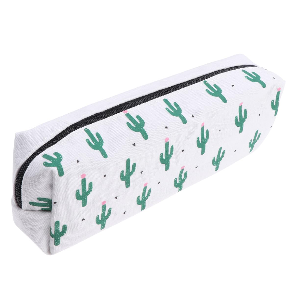 Ciieeo Cactus Canvas Pencil Case Octagonal Stationery Bag for School Supplies with Durable Washable Material and Smooth Zipper 7.48X2.76X1.97In