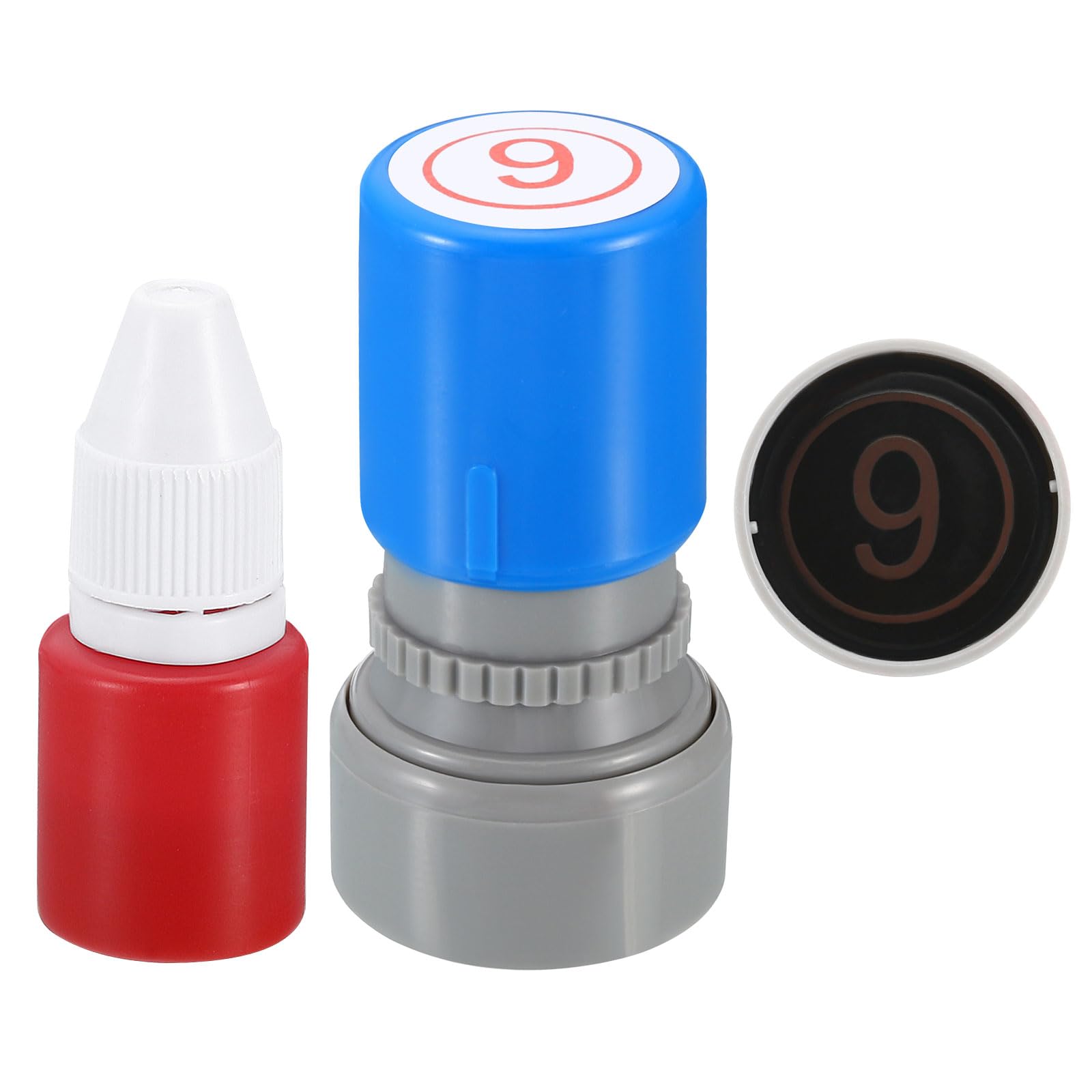 PATIKIL Number Stamps Self Inking, Numeral 9 Number Stamp Teacher Stamp Initial Stamp Ink Stamp for Class Notebook Scrapbooking DIY Craft Style 2, Red Ink