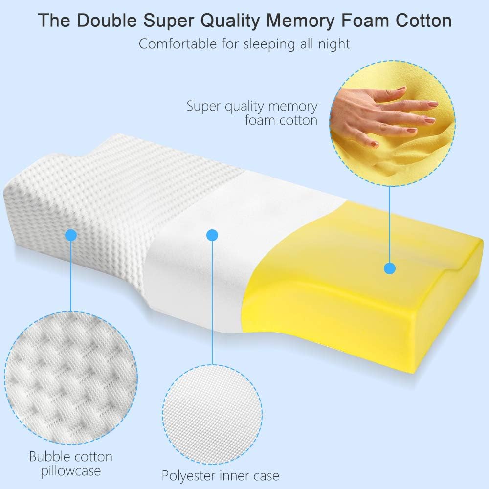 BAIFROS Contour Memory Foam Pillow, Ergonomic Cervical Pillow for Neck Pain - Orthopedic Contour Pillow for Side Sleepers, Back and Stomach Sleepers, Bed Pillow for Sleeping: Home & Kitchen