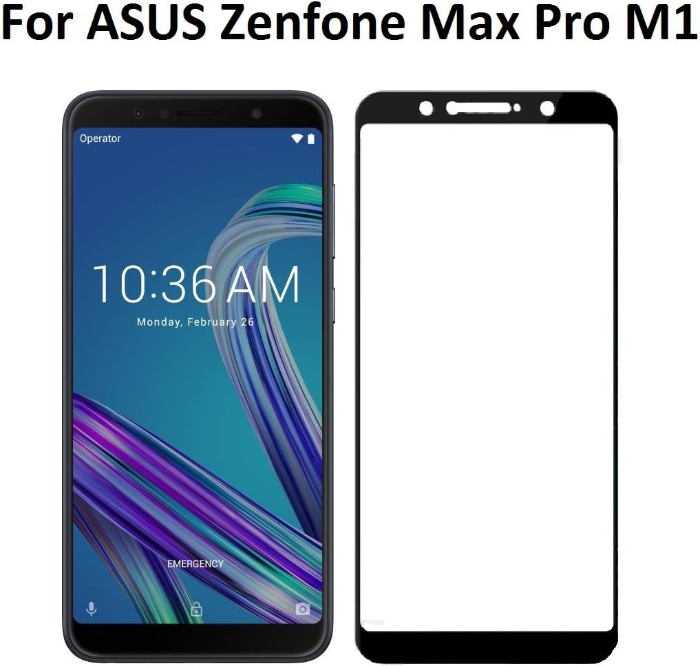 Tingtong Full Glue, Full Coverage Edge-to-Edge 5D Tempered Glass Screen Protector for Asus Zenfone Max Pro M1 (Black)