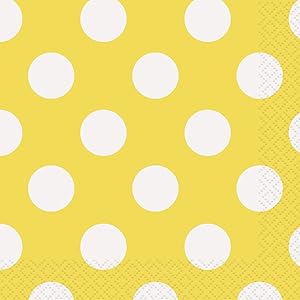 Yellow Polka Dot Beverage Napkins, 16ct