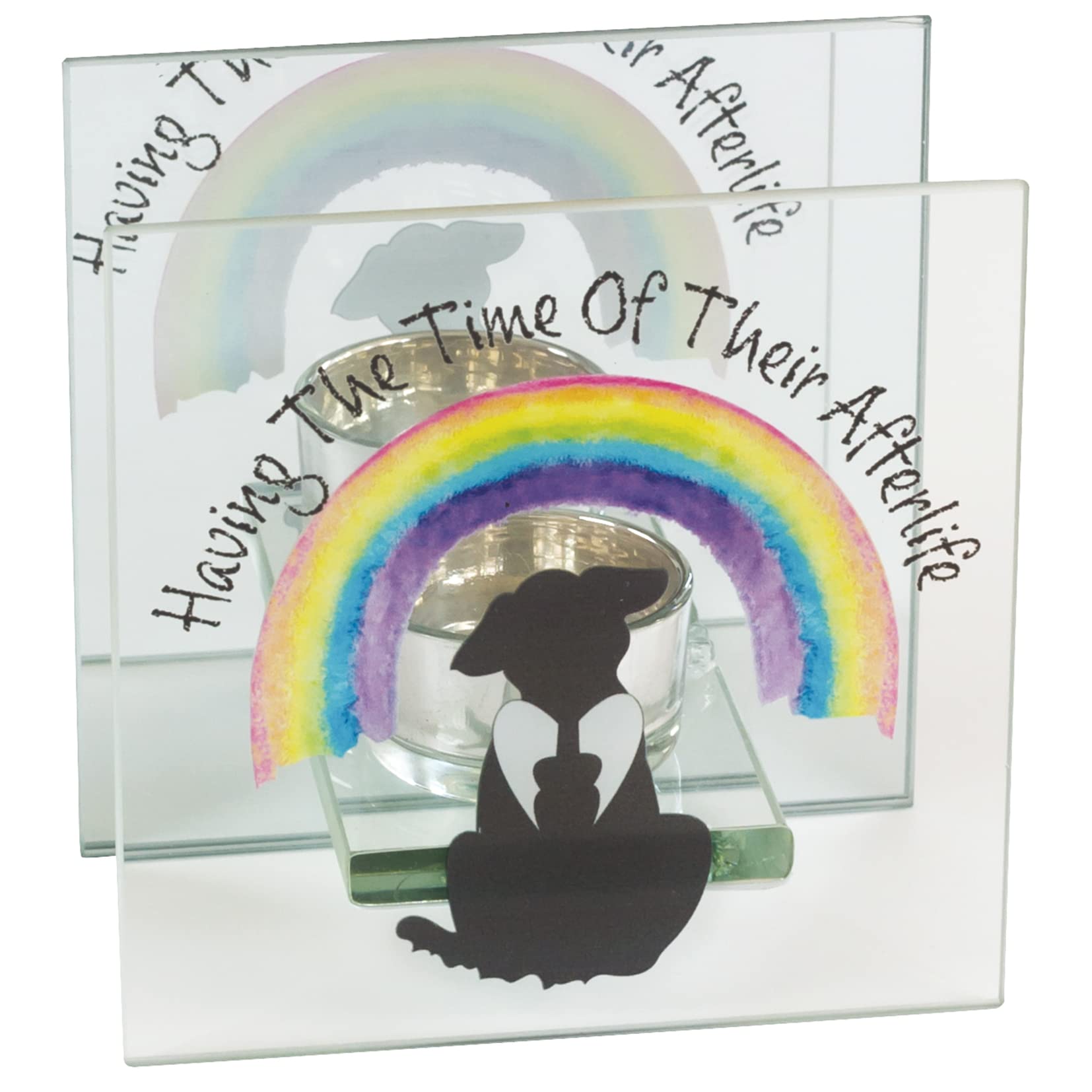 Pet Dog Loss Memorial Sympathy Gift Tealight Holder by Rainbow Bridge Friends
