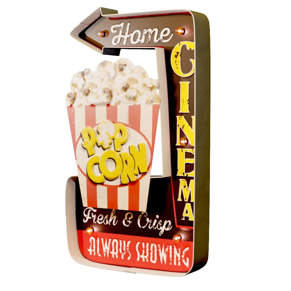 DiiliHiiri Vintage Craft Metal Sign for Home Decor (Pop-corn Home Cinema)
