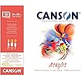 Canson Acrylic 400gsm Paper Block Including 10 Sheets, Size:24x32cm, fine Grain Texture