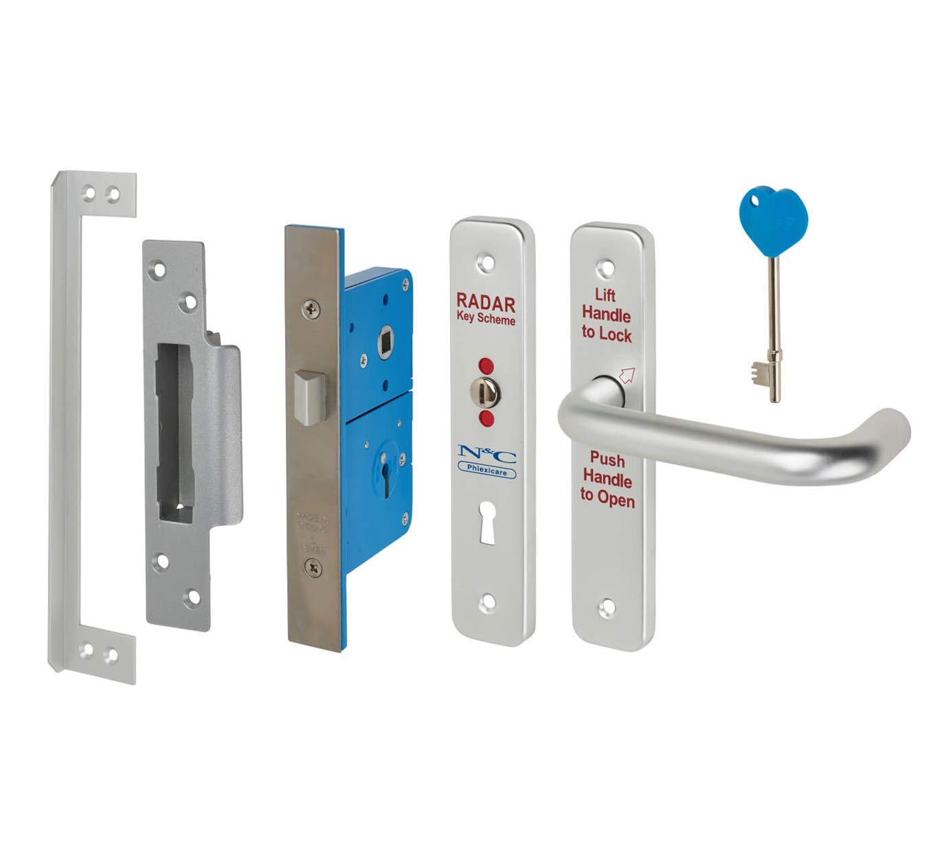 Radar Lock Set for Toilet Doors Under Phlexicare Blue Badge National Key Scheme (Right Hand Set)