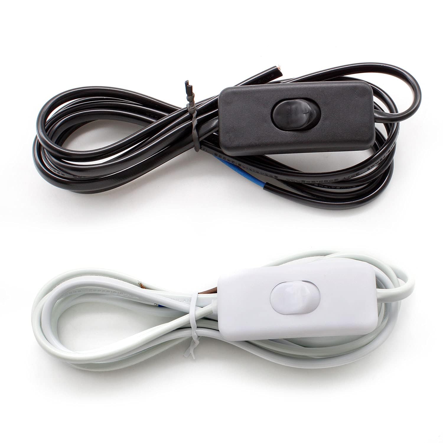 TIANLIN 2 Pieces Table Lamp Cable with Switch, with 1.7-Metre 2-Core Table Lamp Cable, Suitable for Standard, Energy-Saving and LED Bulbs (White and Black)