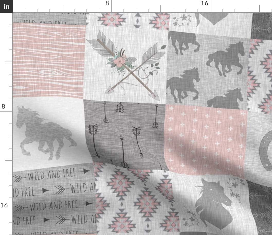 Amazon Com Spoonflower Fabric Boho Horse Quilt Pink Grey Wild Horses Southwest Free Printed On Petal Signature Cotton Fabric By The Yard Sewing Quilting Apparel Crafts Decor