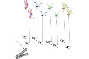 QUJIFETU 8PCs Fake Dragonfly Clips Outdoor Simulation Dragonfly Clip Natural Organic Concept Insert Pole Clip Gardening Decoration Insert Plaque Patio Garden Decoration