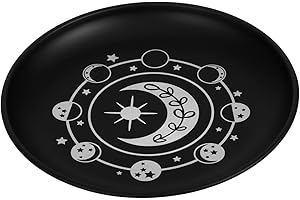 GARVALON Stainless Steel Altar Plate Tray with Crystal Accent Decorative Tea Light Candle Holder for Table