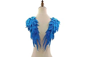 JRYYR Angel Wing Applique - Blue Lace Wings for Dresses & Shoulders 1 Pair (Blue)