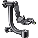 K&F Concept Aluminum Alloy 360 Degree Panoramic Gimbal Tripod Head with 1/4'' Standard Quick Release Plate and Bubble Level,L