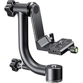 K&amp;F CONCEPT Aluminum Alloy 360 Degree Panoramic Gimbal Tripod Head with 1/4'' Standard Quick Release Plate and Bubble Level,Load Capacity up to 20kg/44lbs