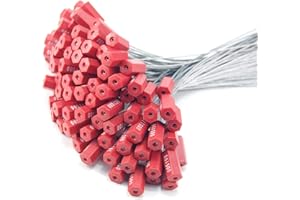 Duebass 16'' Red Pull-Tite Steel Security Cable Wire Seals 100 Pcs