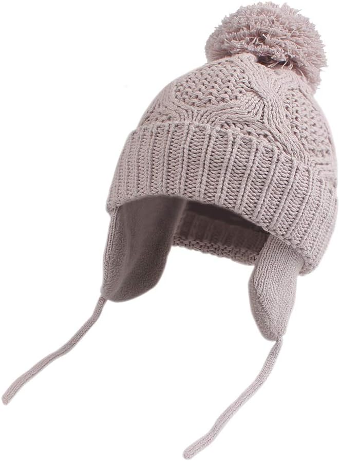 Cutegogo Crochet Baby Beanie Earflaps Toddler Girl Boy Knit Infant Hats Warm Cap Lined Polyester