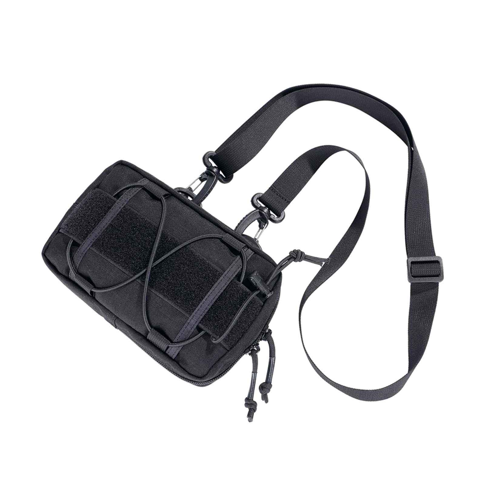 EXCELLENT ELITE SPANKER Utility Waist Bag Molle Admin Pouch Tactical Molle Pouch with Shoulder Strap for Sports Hiking Camping (BLK）