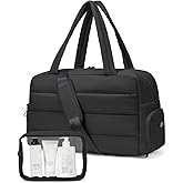 Gitus Carry On Duffle Gym Bag for Women Puffer Weekender Overnight Duffel Bag for Travel with Clear Toiletry Pouch Sport Yoga Fitness Essentials Gifts (Black)