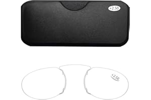 Mini Armless Reading Glasses,Ultra Thin +2.5 Strength Nose Clip Armless Reading Glasses for Men Women (Black, 250)