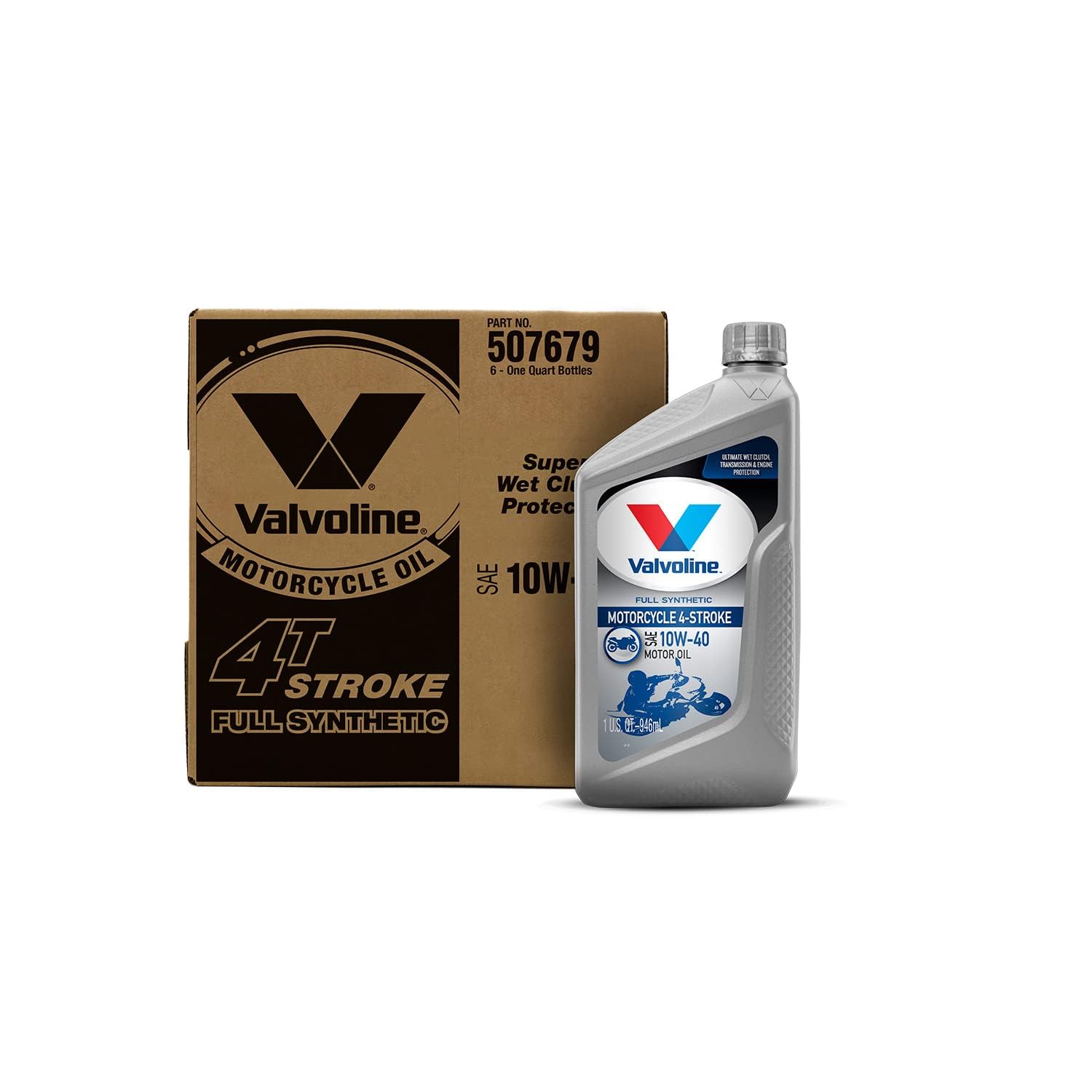Valvoline 4-Stroke Motorcycle Full Synthetic SAE 10W-40 Motor Oil 1 QT, Case of 6 Image