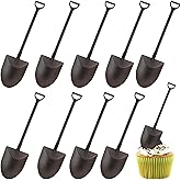 CCINEE 80pcs Mini Shovel Shaped Spoons Cute Disposable Plastic Dessert Spoons for Ice Cream Pudding Yogurt Party Supply,Black