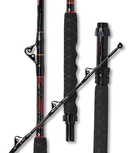 Fiblink Bent Butt Fishing Rod 2 Piece Saltwater Offshore Trolling Rod Big Game Deep Drop Rod Conventional Boat Fishing Pole (5'6
