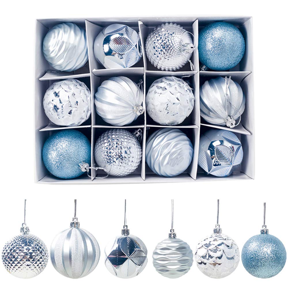 12pcs Christmas Tree Baubles, Christmas Balls Decoration Christmas Tree Pendants Gifts (Blue)