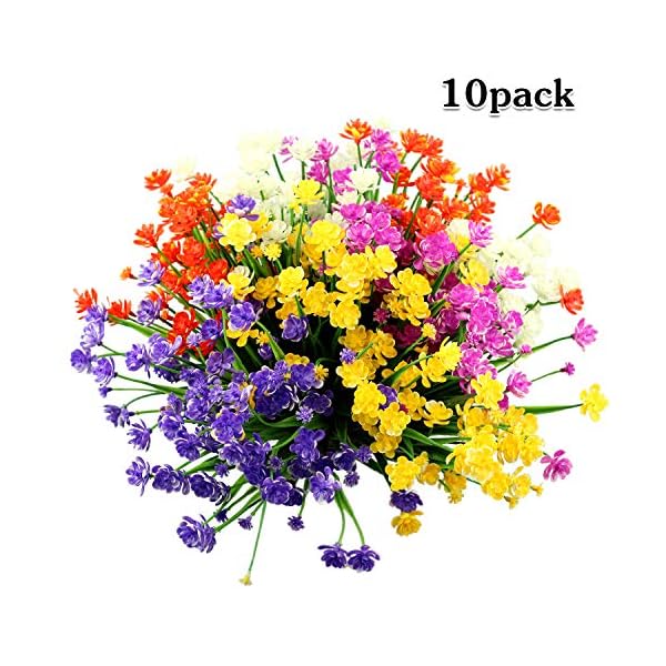 LUCKY SNAIL 10 PCS Artificial Flowers Outdoor, UV Resistant Fake