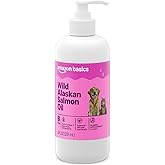 Amazon Basics Wild Alaskan Salmon Oil - Skin and Coat Support, Omega 3 Supplement for Dog and Cat, 8 fl oz (Previouly Wonder Bound)