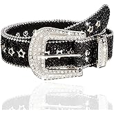 Bemous Black Cowgirl Belts Black Rhinestone Belt Western Belts for Women