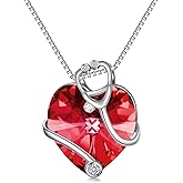 TOUPOP Gifts for Nurses Stethoscope Birthstone Necklace 925 Sterling Silver Heart Crystal Nursing Themed Jewelry Nurse Day Gifts for Women Doctor Medical Student