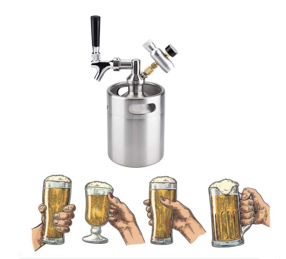 Buy 2L / 64 Ounce Mini Pressurized Keg System, Stainless Steel