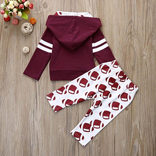 CSSD Toddle Infant Baby Boy Girl Letter Hoodie Tops+Pants Football Outfit Clothes Set 6M-4T (70, Wine)