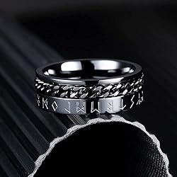 King Will 8mm Black Spinner Ring Cuban Chain Viking