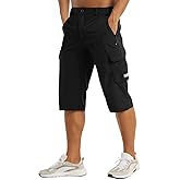 MAGCOMSEN Men's Workout Gym Shorts Quick Dry 3/4 Capri Pants Zipper Pockets Hiking Athletic Running Shorts