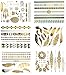 Terra Tattoos Gold Turquoise Metallic Temporary Tats 75+ Boho Henna Designs Feathers, Stars, Birds - Waterproof Nontoxic Long Lasting Perfect for Beach, Festivals, & more!