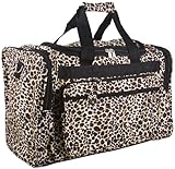 World Traveler Leopard Print Duffle Bag, Leopard with Black Trim