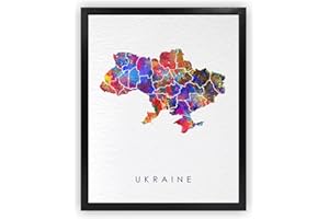 Dignovel Studios 8X10 Unframed Ukraine Map Europe Country Map World Map Travel Tourism Watercolor Art Print Poster DN721