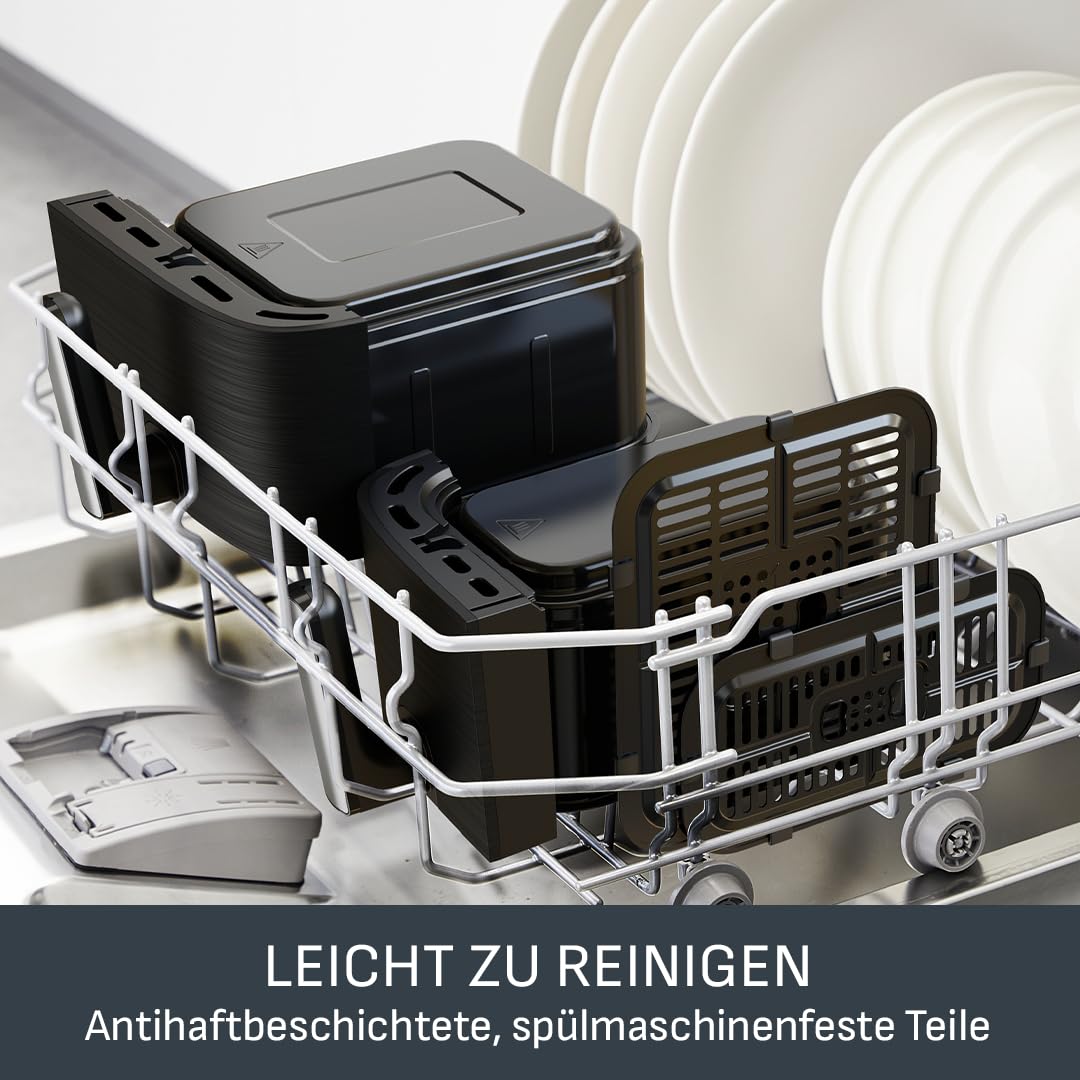 Tefal Dual Easy Fry Heißluftfritteuse 8,3 L – Airfryer mit 2 Kammern & XL-Schublade, 7 Programme, 2700 W, Extra-Crisp-Technologie, fettarm frittieren & energiesparend, spülmaschinenfest EY9018 6