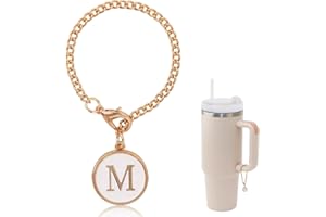EKARLEY Letter Charm Accessories For Stanley Cup,Gold Initial Chain Water Bottle Name Id Charms for Tumbler,Yeti, Simple Modern Cups Handle