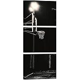 OuElegent Black and White Basketball Canvas Wall Art Sports Picture Prints Basketball Wall Decor for Men Boys Room Framed 12"x16"x3 Pcs