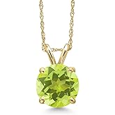 Gem Stone King 14K Yellow Gold Yellow Lemon Quartz Pendant Necklace for Women | 1.85 Cttw | Gemstone Birthstone | Round 8MM | With 18 Inch Chain