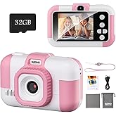 Kids Camera, SUZIYO Children Digital Selfie Video Camcorder 1080P Dual Lens 2.4 Inch HD, Birthday Christmas Electronic Gifts Toys for Age 3-9 Years Old Toddlers Girls Boys with 32G TF Card,Pink