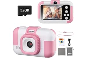 Kids Camera, SUZIYO Children Digital Selfie Video Camcorder 1080P Dual Lens 2.4 Inch HD, Birthday Christmas Electronic Gifts Toys for Age 3-9 Years Old Toddlers Girls Boys with 32G TF Card,Pink