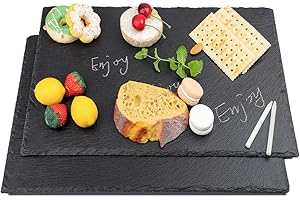 2 Pcs 16 x10 in Slate Cheese Boards Slate Board for Meat Cheese Appetizers, Serving Plate Tray Serving Stone Boards Platter w