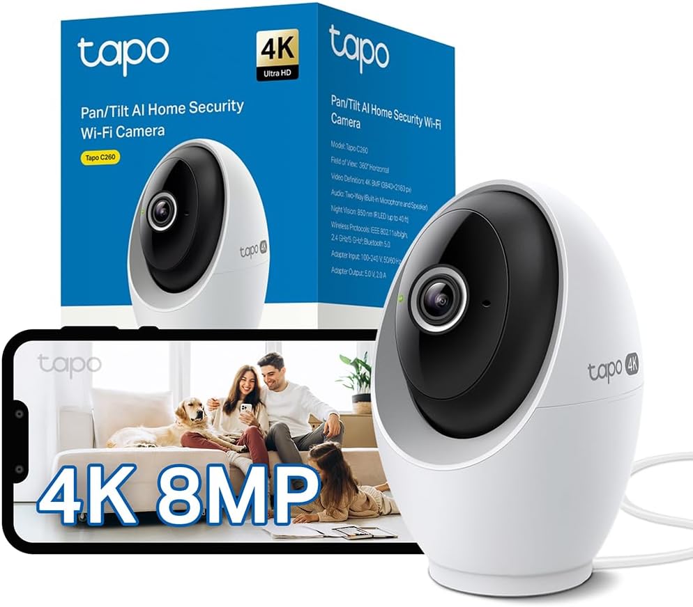 Tapo C260 4K 8MP WiFi Security Camera AI Face Recognition Night Vision